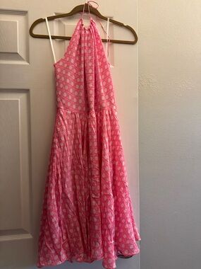 Vineyard Vines Pink and White Halter Summer Dress